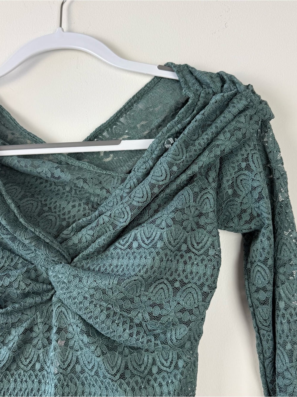 Free People Hold Me Close Green Lace Top - Picture 3 of 6